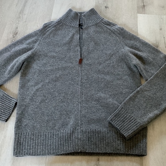 J. crew 100% lambs wool sweater jacket cardigan gray fully zip cozy zip size L - Picture 7 of 9